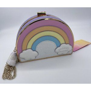 NWT Stoney Clover Ln x Target Purple Rainbow Crossbody Purse Clutch Gold Trim